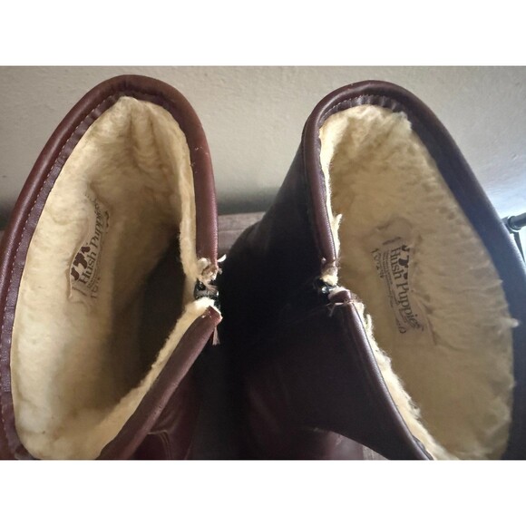 Men’s Hush Puppies Brown Fleece Lined Leather Boots Size 10.5 Wide main image 4